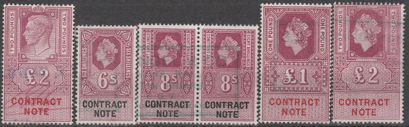 Great Britain Contract Notes Hi-Values  (A8792)