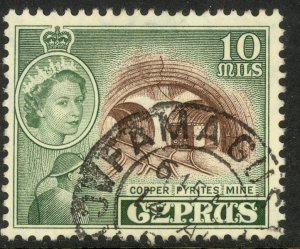 CYPRUS 1955 QE2 10m COPPER MINE Pictorial Scott No. 171 F-VF Used