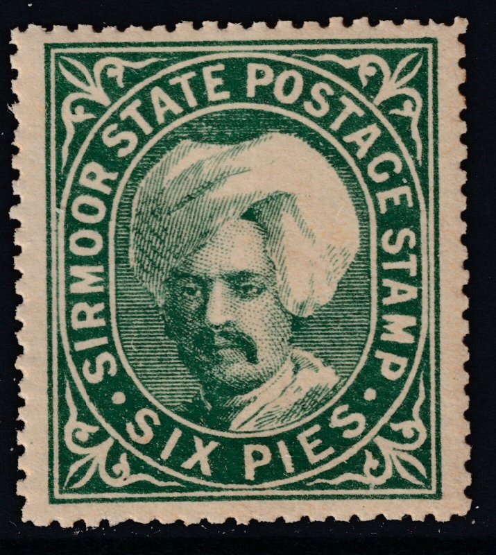 Sirmoor State Sc# 5 1885 - 1888 Raja Sir Shamsher Prakash  MNH 6 pie CV $10.40