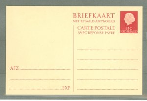 Netherlands  1959 15c + 15c dark red on cream