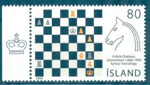 Iceland 2008 Chess Player Fridric Olafsson Mi. 1209 MNH