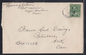 Canada - Jan 25, 1927 Port Morien, NS Split Circle on Domestic Cover