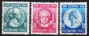 GERMANY Alliiert Franz. Zone [RheinlPfalz] MiNr 0046-48 ( O/used ) geprüft