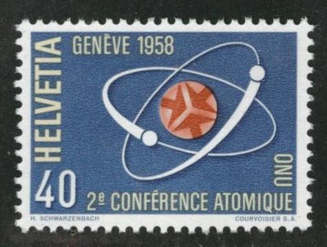 Switzerland Scott 369 MNH** Nuclear Fission stamp 1958