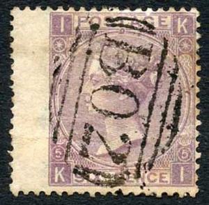 SG97 6d lilac plate 5 (creased) used in Suez Egypt (BO2)