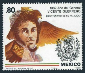 Mexico 1283 block/4,MNH.Michel 1830. Gen.Vicente Guerrero,1982.Arms,Wing.