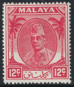 Sc# 67 Malaya Kelantan 1952 - 1955 Sultan Ibrahim 12¢ issue MLH CV $7.50