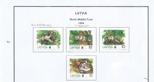 LATVIA - 1994 - World Wildlife Fund - Perf 4v Set - Mint Lightly Hinged