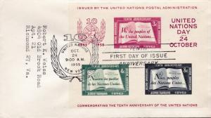 United Nations 1955 Sheet 38 on FDC Typed Address F/VF