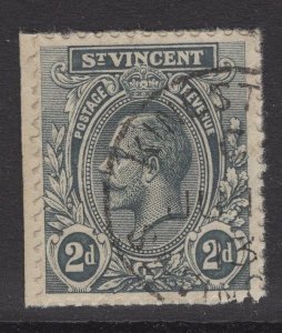 ST.VINCENT SG110 1913 2d GREY FINE USED ON PIECE