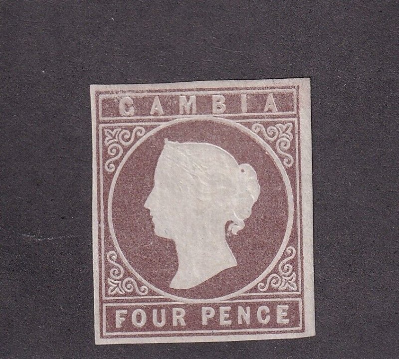 Gambia Scott # 1 VF-XF OG mint lightly hinged nice color cv $ 575 ! see pic !