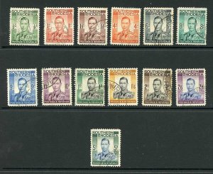 Southern Rhodesia SG40/52 Set of 13 (2/- tone spots) Cat 25 pounds