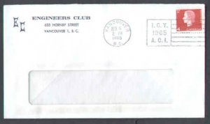 Canada cover #8798-4c QEII Cameo-Vancouver, BC-Apr 6 1965-slogan ICY 1965 ACI-