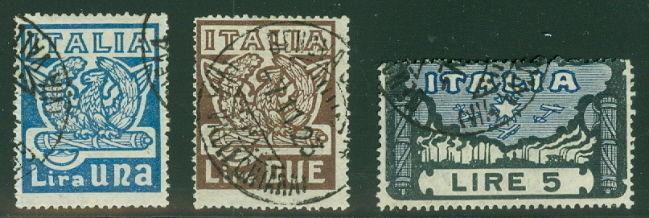 ITALY #162-4 Complete set, used, Scott $97.50