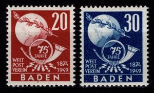 Germany [French Zone] Baden 1949 75th Anniv. of UPU, Set [Unused]