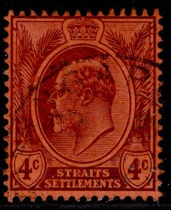 MALAYSIA - Straits Settlements EDVII SG129a, 4c purple/red, FINE USED. CHALKY