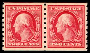 momen: US Stamps #393 Coil Pair MINT OG NH PSE Cert XF-SUP