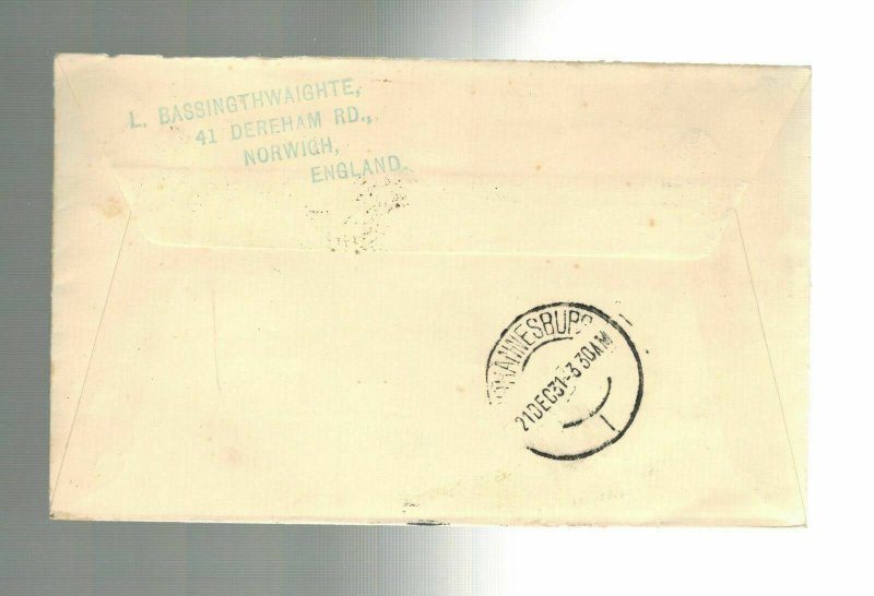 1936 Broken Hill Rhodesia First Flight Cover FFC South Africa Imperial Airways