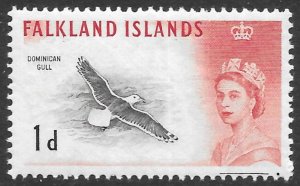 Falkland Islands Scott 129 MNH 1d Dominican Gull, Bird issue of 1960, Guide Dot