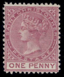 ST KITTS-NEVIS - St Christopher QV SG2, 1d magenta, M MINT. Cat £80.