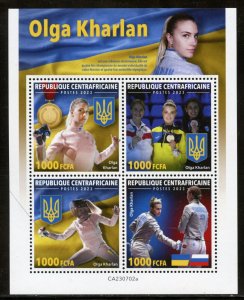 CENTRAL AFRICA 2023 OLGA KHARLAN UKRAINIAN FENCING CHAMPION SHEET MINT NH