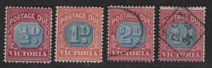 Victoria Sc#J11-J14 2 used 2 mint hinged F-VF complete set