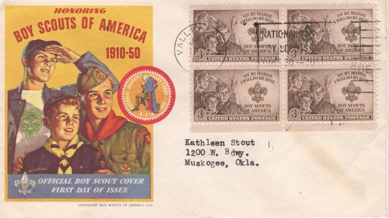 995 3c BOY SCOUTS OF AMERICA - 1st BSA cachet - slogan FD cancel 