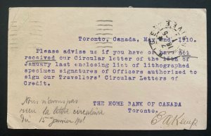 1910 Toronto Canada Postal Stationery Postcard Cover To Nice France 