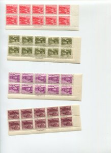 Ryukyu Islands 19-26 Mint Set of Imprint Blocks of 10 Stamps NH (Cv 639)