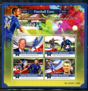 MALDIVES  2015 EURO FOOTBALL ERZIK SAGNA SISSOKO CABAYE & VILLAR SHEET MINT NH