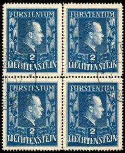 momen: Liechtenstein Stamps #259a Used Block XF PF Cert LOT #88852