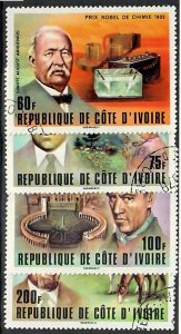 Ivory Coast; Scott 460-463;  1978; Used; Nobel Prize