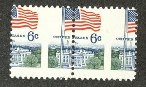 SC# 1338 6c Flag O Whitehouse 1968 ERROR MISSED PERF. Pair