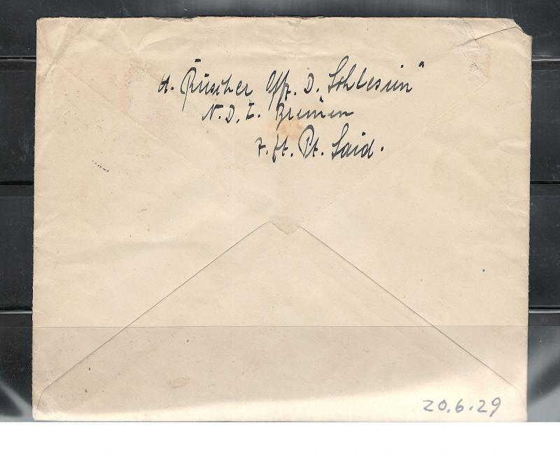 BRIEF FROM EGYPT FROM  HANS RUSHER ADDRESSED TO Fraulein LISELOTTE KNOLL GERM