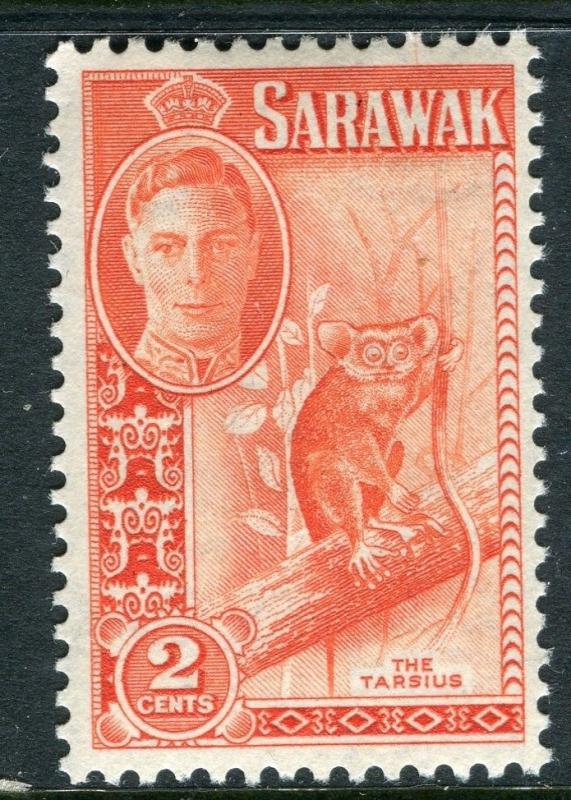 SARAWAK;  1950 early GVI issue fine Mint hinged 2c. 456