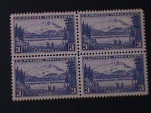 ​UNITED STATES-1937-SC#800-LANDSCAPE OF MT. MCKINLEY-MNH BLOCK-VF-66 YEARS OLD