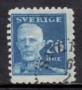 SWEDEN — FACIT 151Cbz — 1921 20o BLUE WITH TYPE KPV WMK. — USED — CV $55 