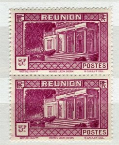 FRENCH COLONIES; REUNION 1933 Pictorial issue MINT MNH 5Fr. Pair