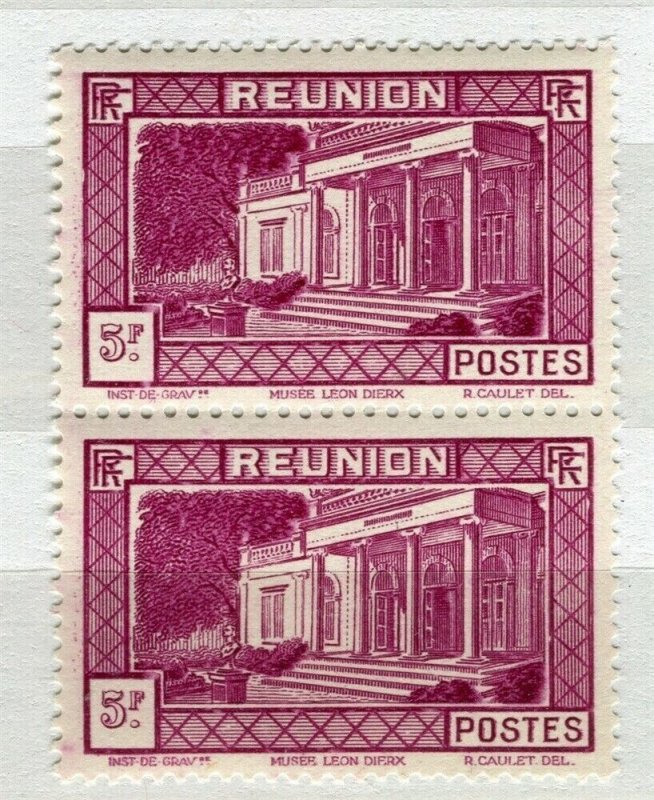 FRENCH COLONIES; REUNION 1933 Pictorial issue MINT MNH 5Fr. Pair