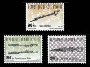 Ivory Coast 1996 - Ceremonial Canes - Set of 3v - Scott 995-97 - MNH