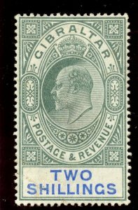 Gibraltar 1903 KEVII 2s green & blue MLH. SG 52. Sc 45.