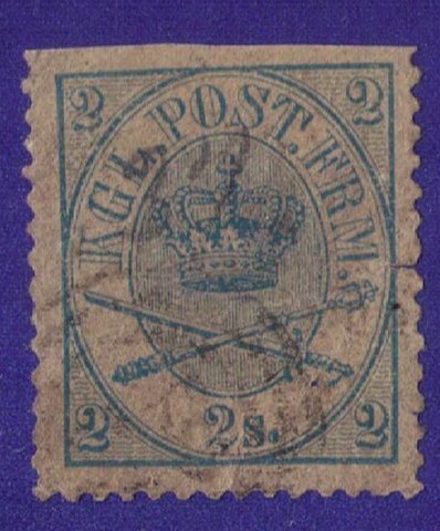 Denmark Sc #11b Used Var,Perf 12-1/2 Closed up tear R Cat. $350.00