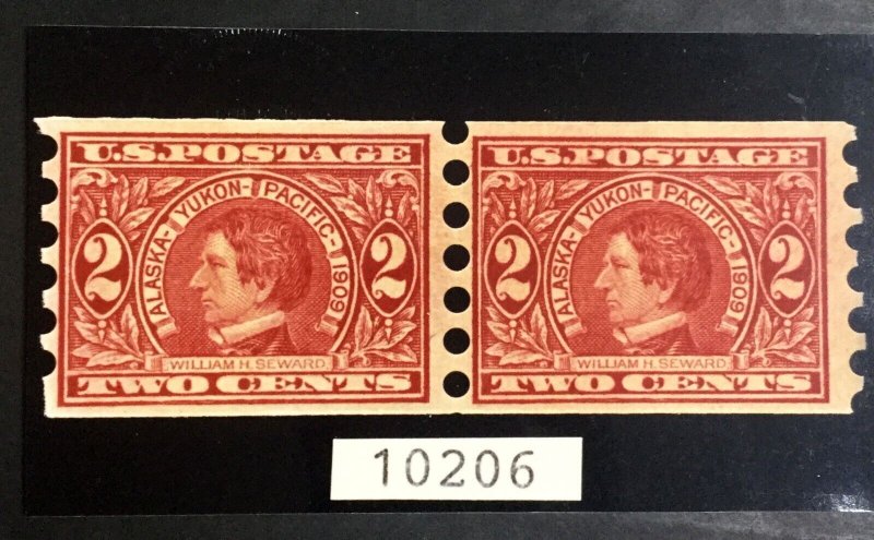 MOMEN: US #371 PAIR MAILOMETER TYPE II MINT OG LH VF PF CERT LOT #85868