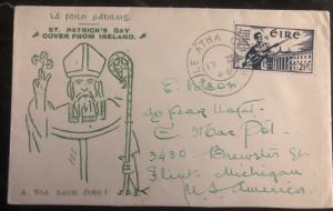 1946 Dublin Ireland Cover To Flint Mi USA St Patricks Day Cachet