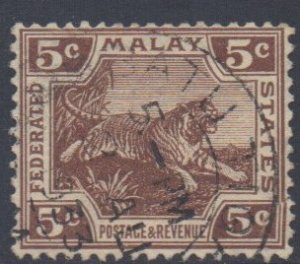 Malaya FMS Scott 59 - SG62, 1922 Tiger 5c Brown used