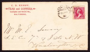 Cover, Scott 220, Illustrated C.D.Kenney Teas and Coffees, Baltimore, Enclosures