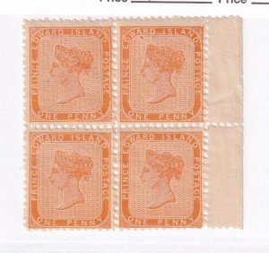 PRINCE EDWARD ISLAND # 4 VF-MNH BLOCK OF 4 1p Q/VICTORIA