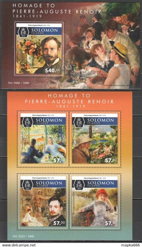 2015 Solomon Islands Art Pierre-Auguste Renoir #3441-45 1+1 ** Ls498