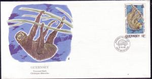 Guernsey FDC SC# 416 Two Toed Sloth L43 