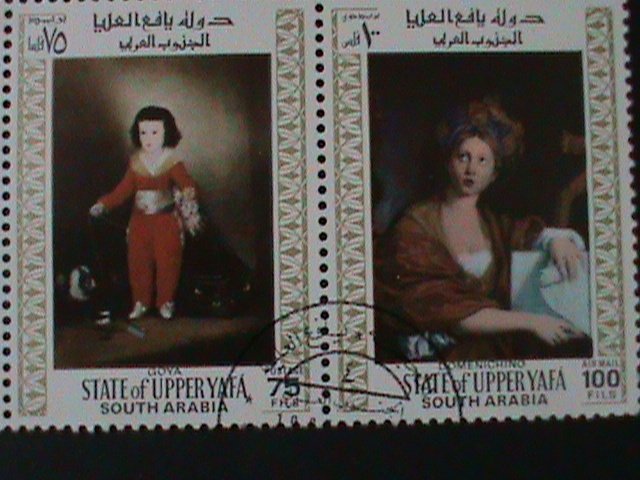 ​SOUTH ARABIA-WORLD FAMOUS PAINTINGS STRIP VF-FANCY CANCEL LAST ONE